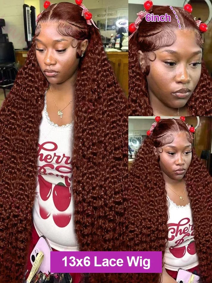 Deep Curly Human hair Wigs Chocolate Brown 13x4 13x6 Hd Lace Frontal Wig Colored Water Wave Lace Front Wig For Women 30 36 Inch